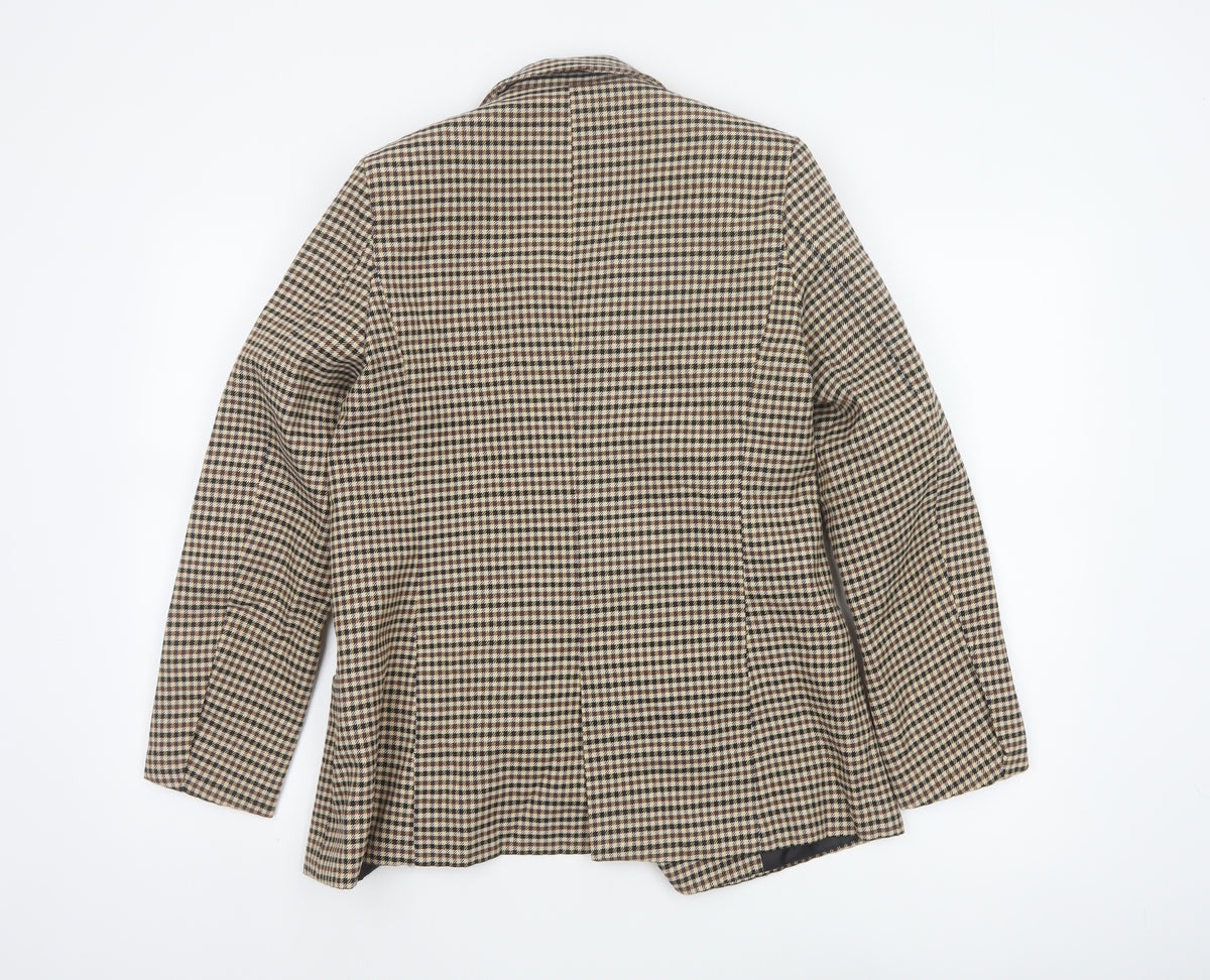 Hey Pretty Women’s Brown Houndstooth Double-Breasted Blazer Size S