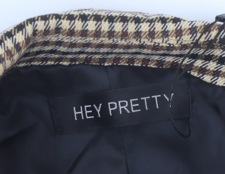 Hey Pretty Women’s Brown Houndstooth Double-Breasted Blazer Size S