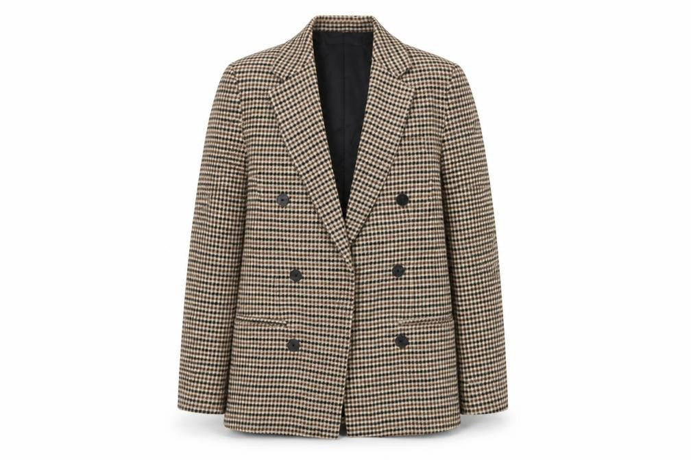 Hey Pretty Women’s Brown Houndstooth Double-Breasted Blazer Size S