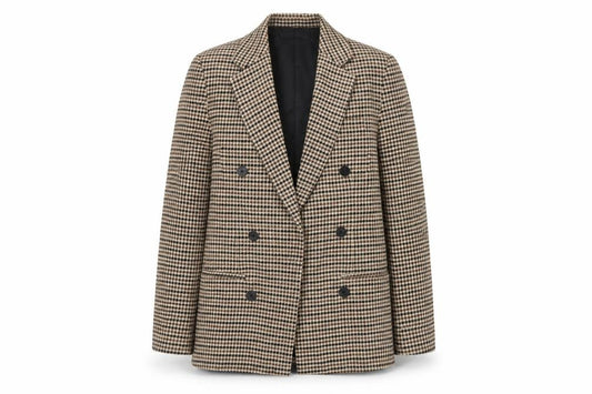 Hey Pretty Women’s Brown Houndstooth Double-Breasted Blazer Size S