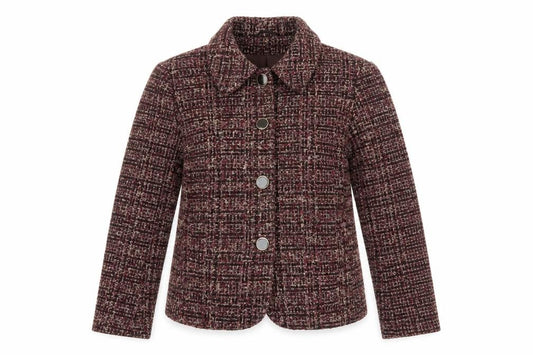 M&S Women’s Brown Check Tweed Jacket Size 14 Classic Button Front