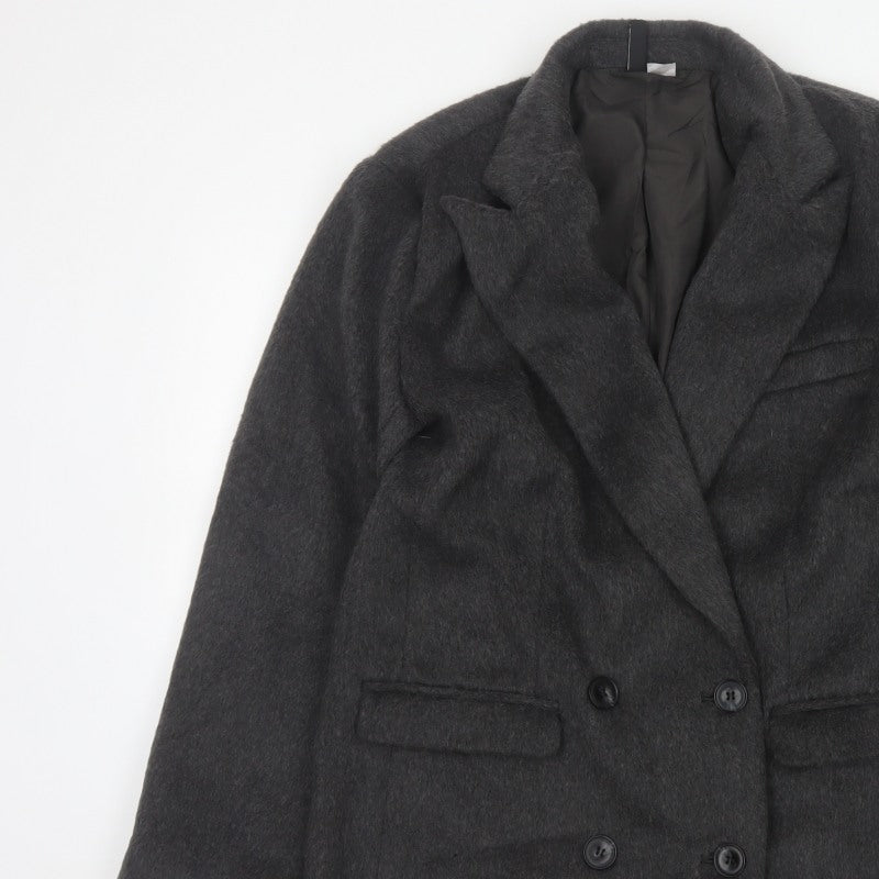 H&M Divided Women’s Grey XS Double-Breasted Pea Coat Lined