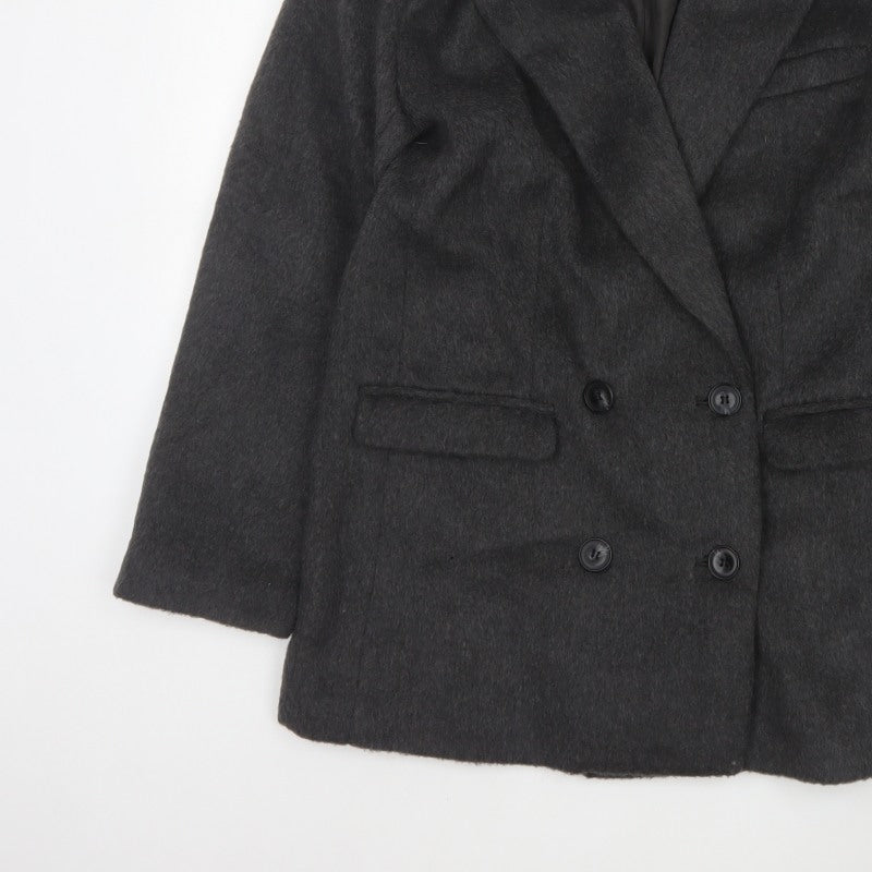 H&M Divided Women’s Grey XS Double-Breasted Pea Coat Lined