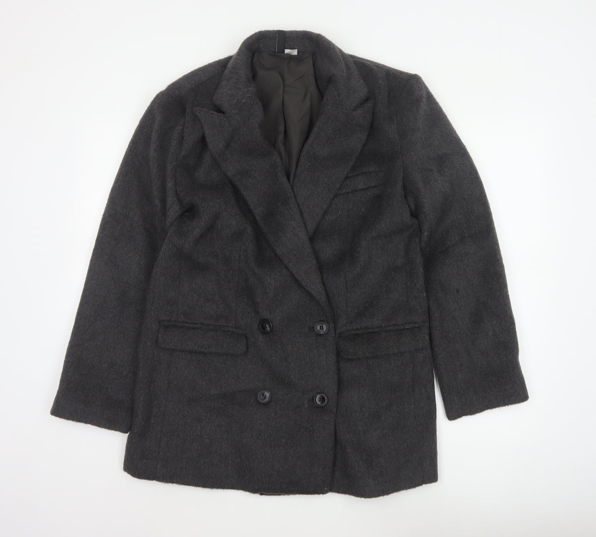 H&M Divided Women’s Grey XS Double-Breasted Pea Coat Lined