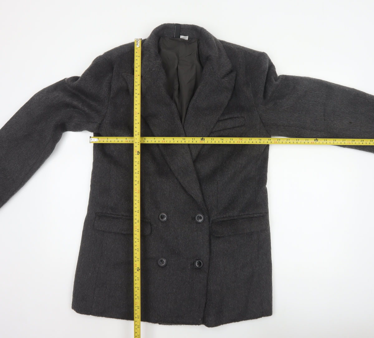 H&M Divided Women’s Grey XS Double-Breasted Pea Coat Lined