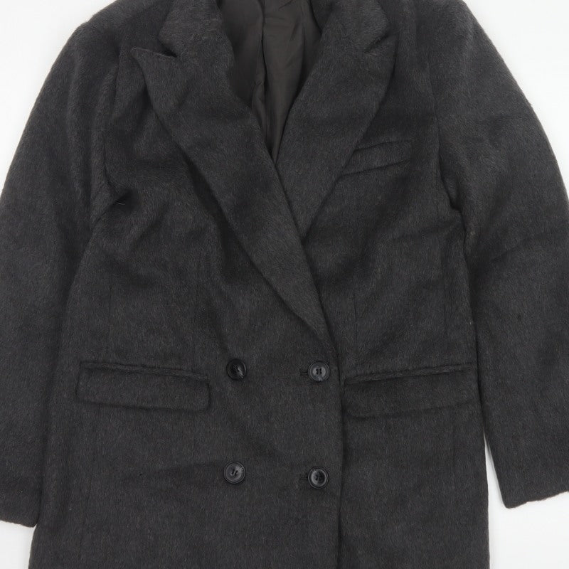 H&M Divided Women’s Grey XS Double-Breasted Pea Coat Lined