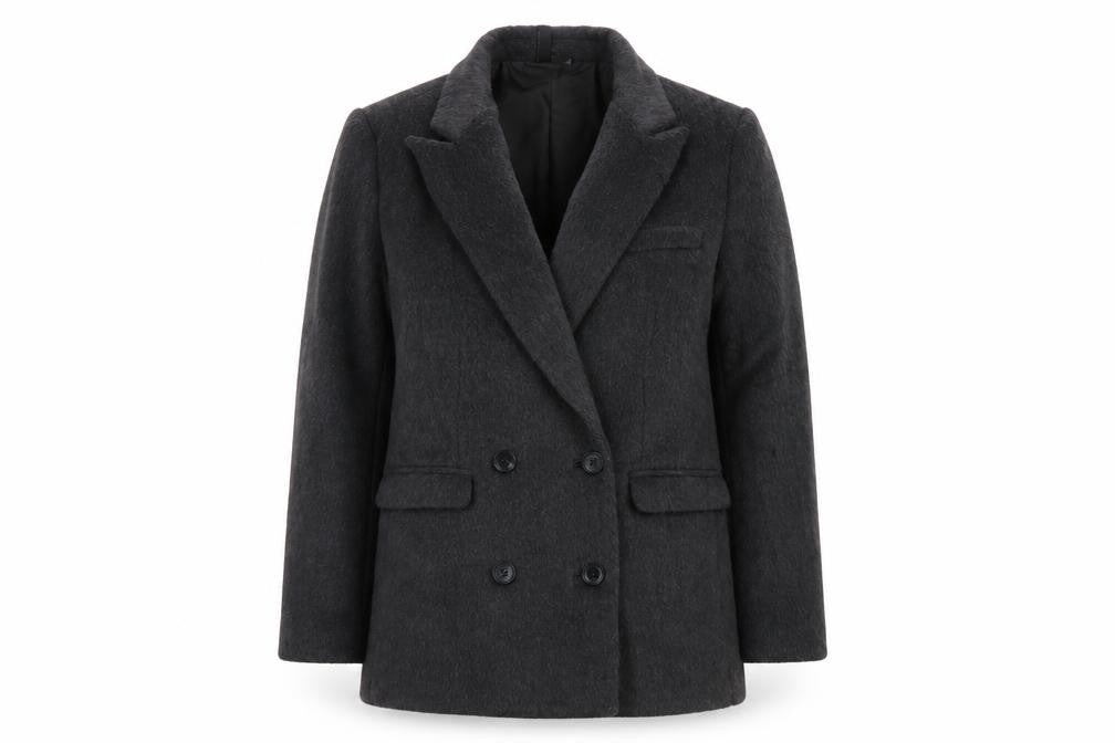 H&M Divided Women’s Grey XS Double-Breasted Pea Coat Lined