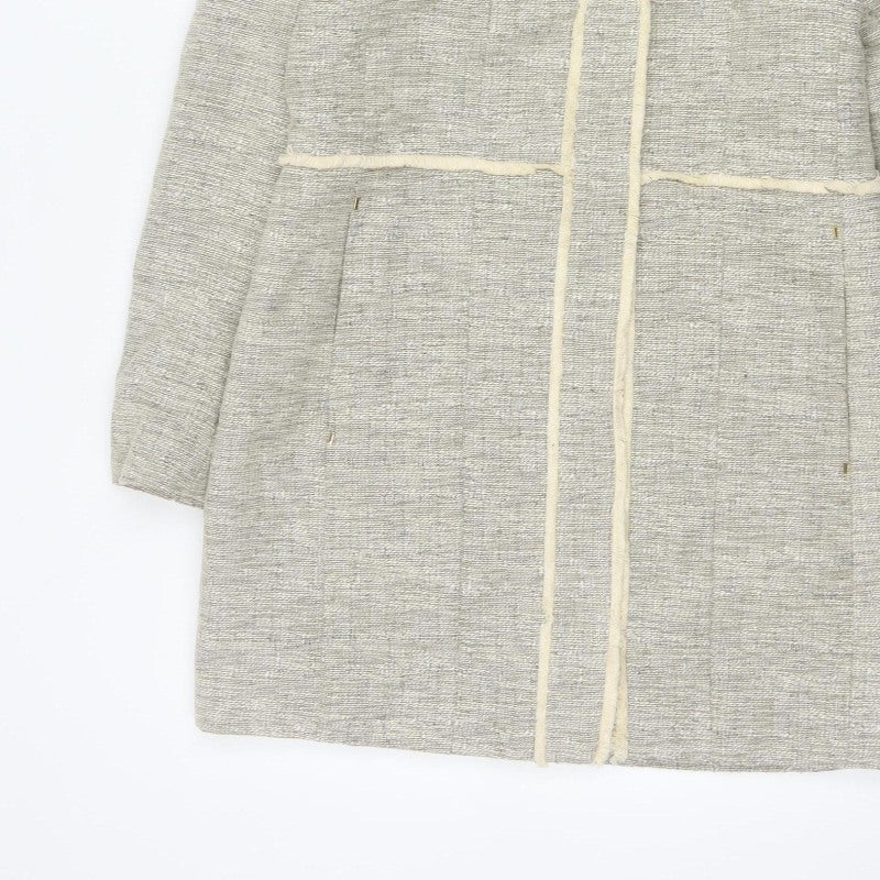 H&M Women’s Grey UK 8 Open Front Tweed Cotton Blend Coat