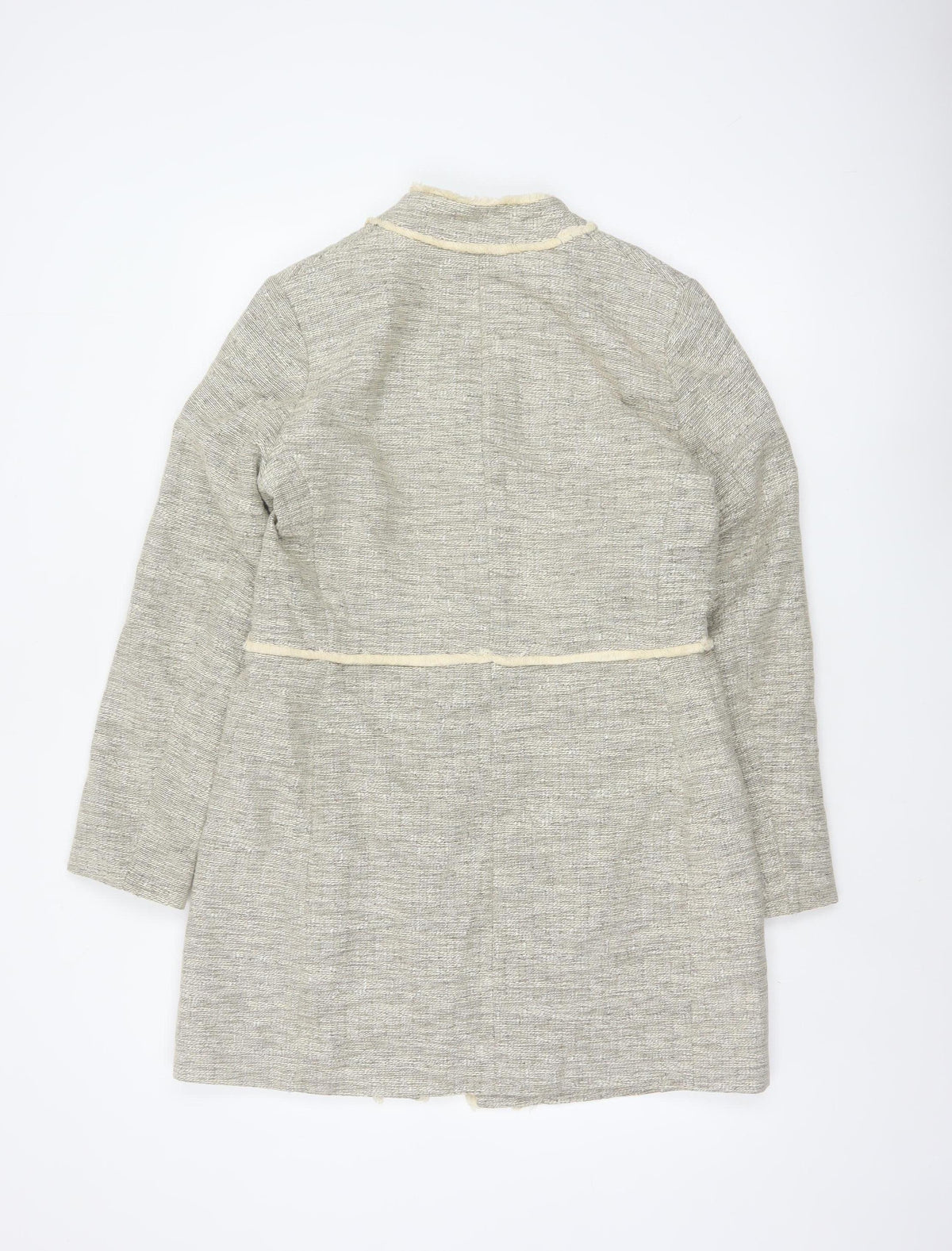 H&M Women’s Grey UK 8 Open Front Tweed Cotton Blend Coat