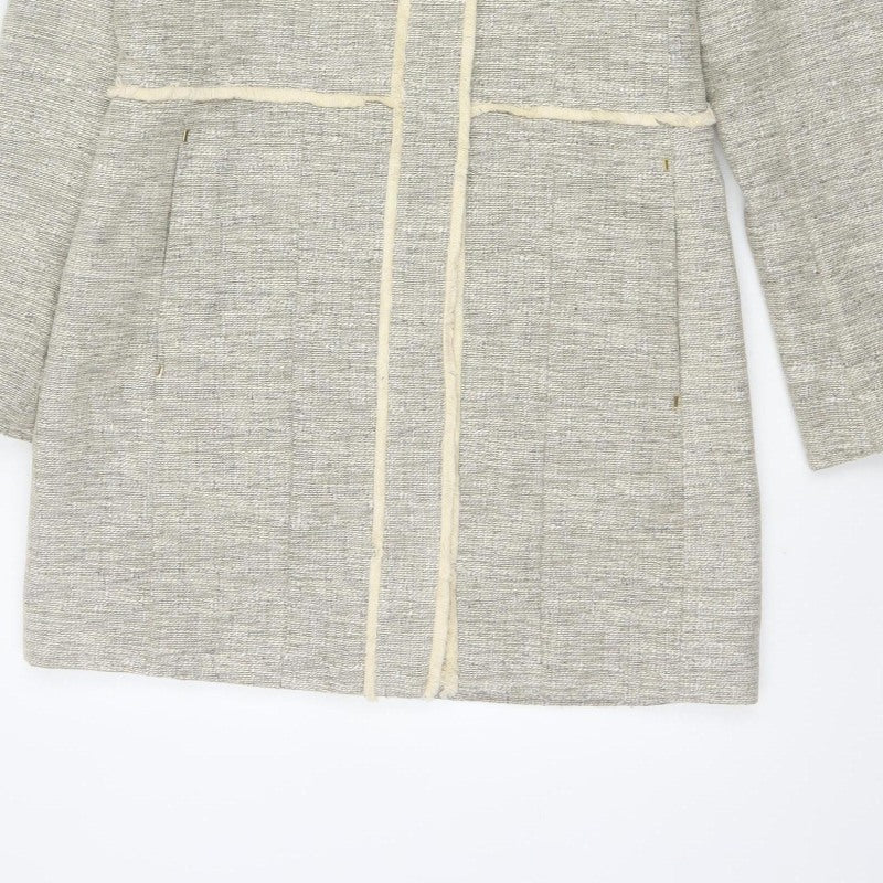 H&M Women’s Grey UK 8 Open Front Tweed Cotton Blend Coat