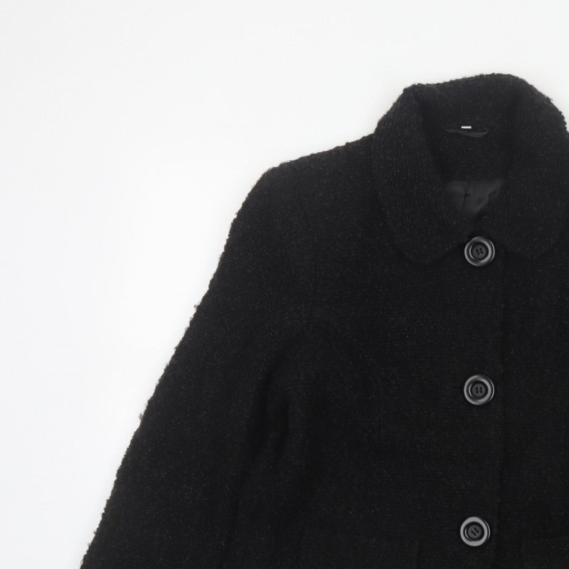 Style by EWM Women’s Black Size 12 Bouclé Wool Blend Button Jacket
