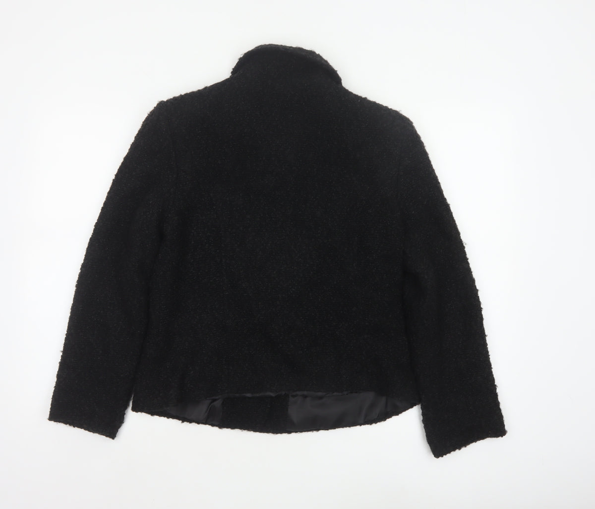 Style by EWM Women’s Black Size 12 Bouclé Wool Blend Button Jacket