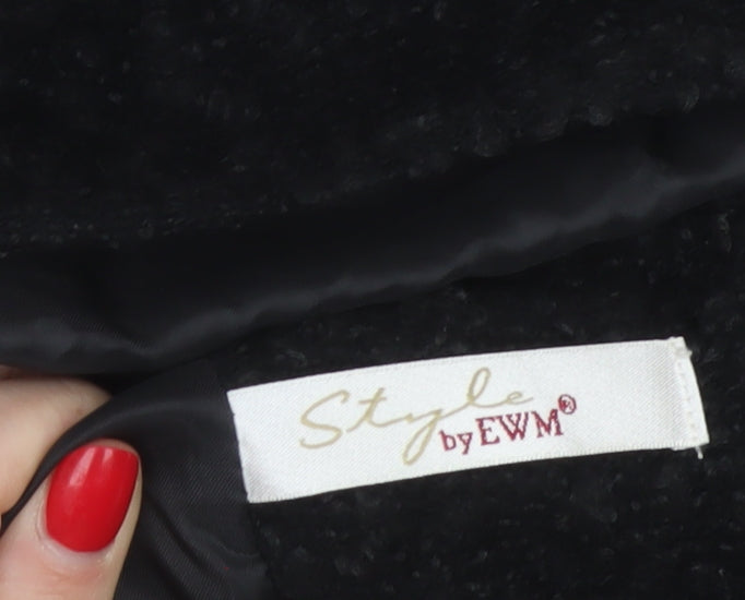 Style by EWM Women’s Black Size 12 Bouclé Wool Blend Button Jacket
