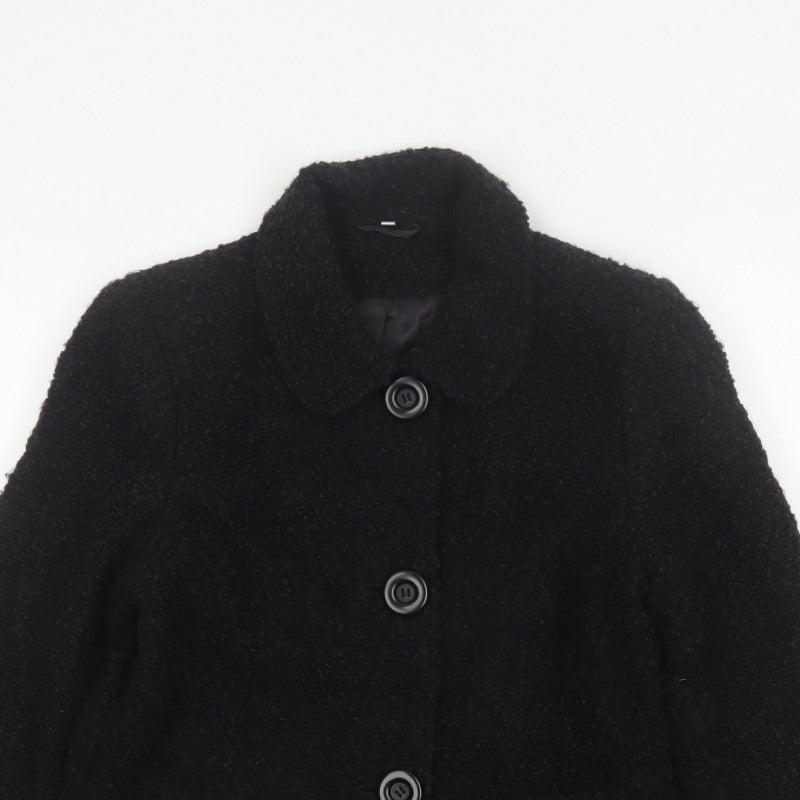 Style by EWM Women’s Black Size 12 Bouclé Wool Blend Button Jacket
