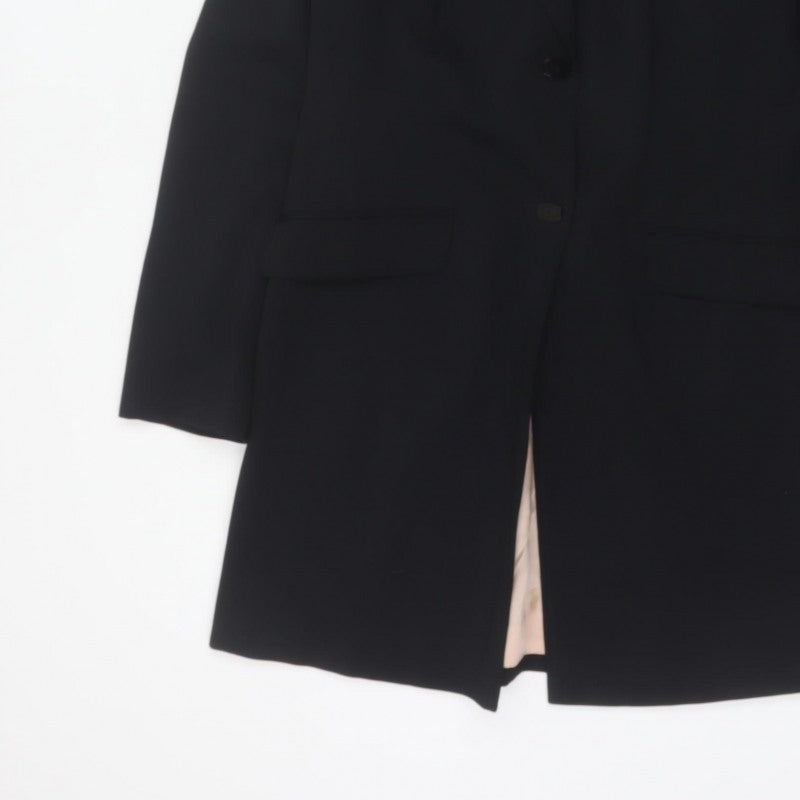 J Taylor Women Black UK 12 Long Tailored Overcoat Lined