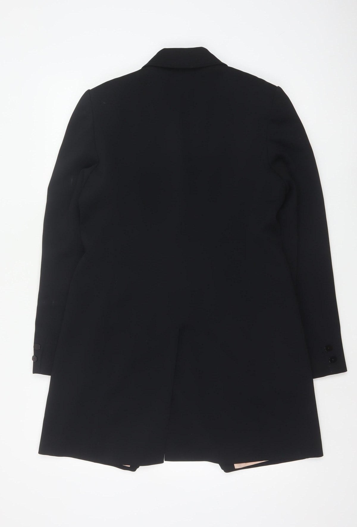 J Taylor Women Black UK 12 Long Tailored Overcoat Lined
