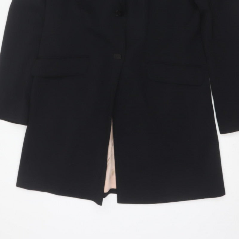 J Taylor Women Black UK 12 Long Tailored Overcoat Lined