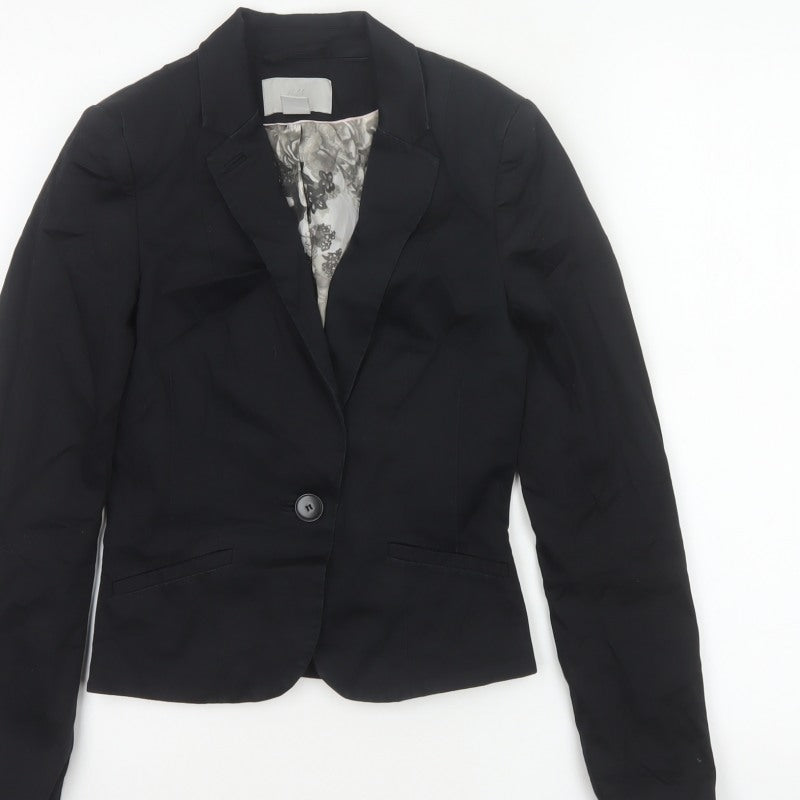 H&M Women’s Black UK 4 Slim Tailored One Button Blazer