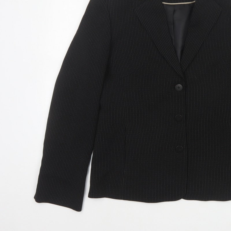 Next Women’s Black Pinstripe Blazer Size 12 Tailored Workwear Jacket