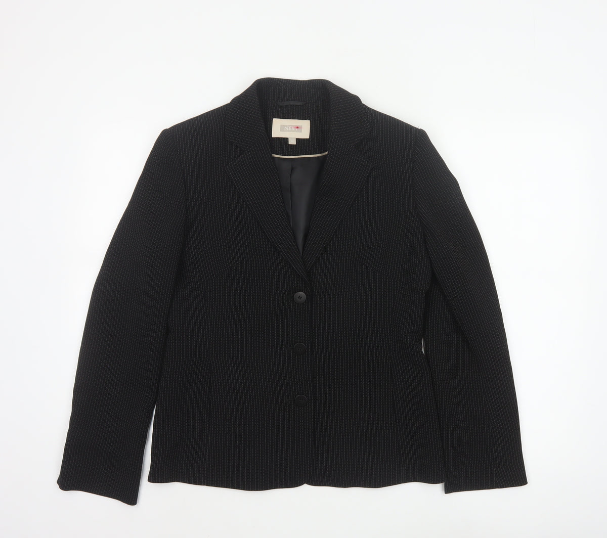 Next Women’s Black Pinstripe Blazer Size 12 Tailored Workwear Jacket