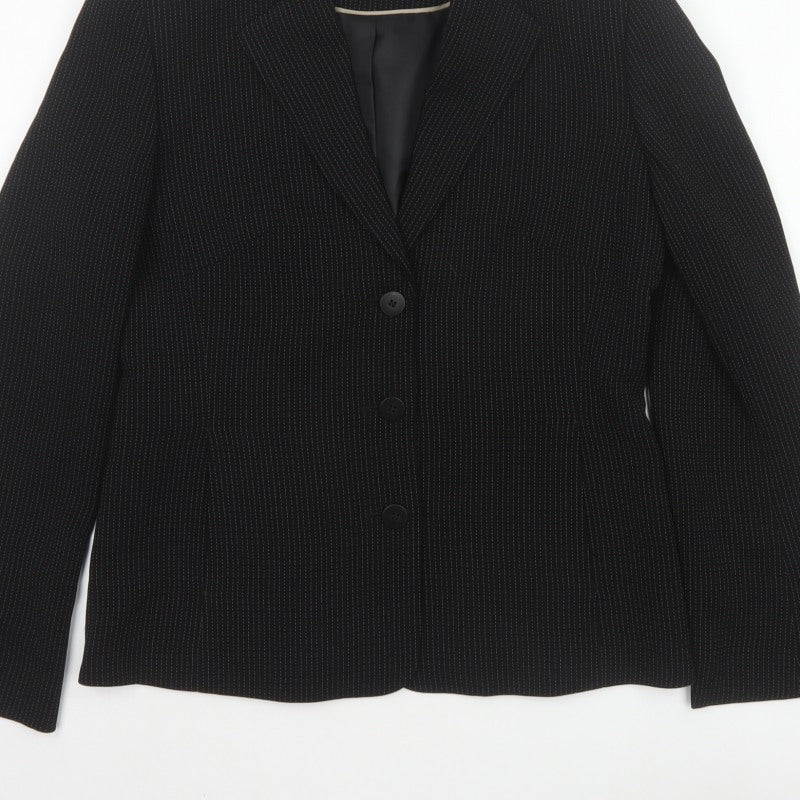 Next Women’s Black Pinstripe Blazer Size 12 Tailored Workwear Jacket