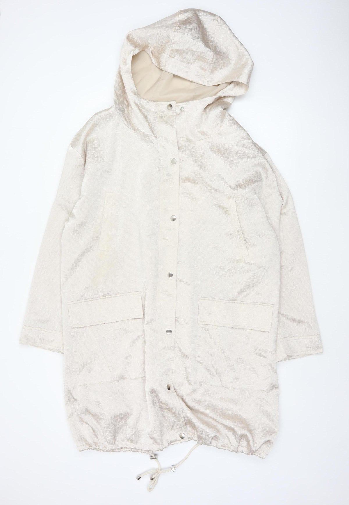 George Women’s Ivory UK 16 Hooded Parka Jacket Snap Front