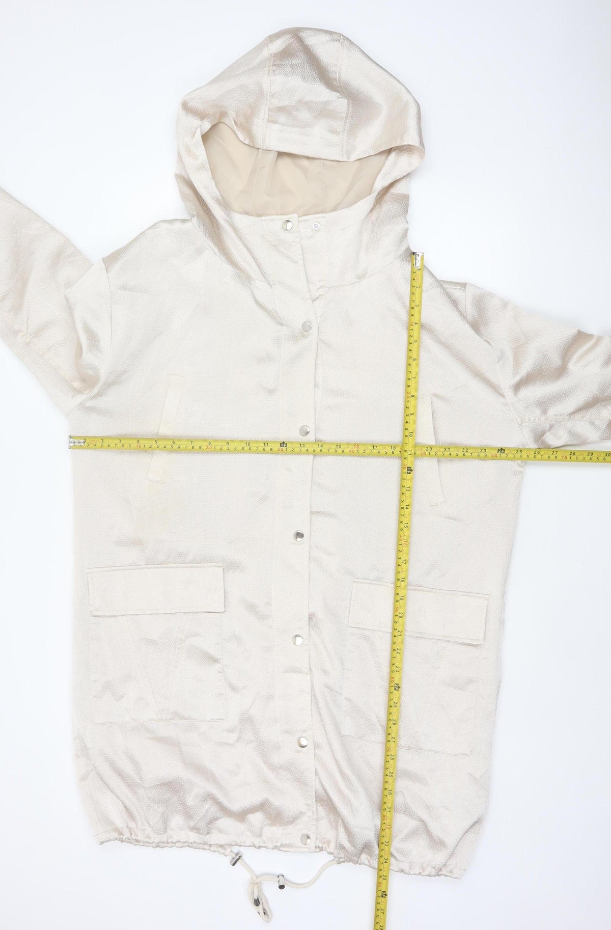 George Women’s Ivory UK 16 Hooded Parka Jacket Snap Front