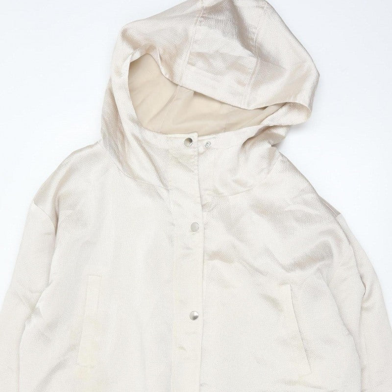 George Women’s Ivory UK 16 Hooded Parka Jacket Snap Front