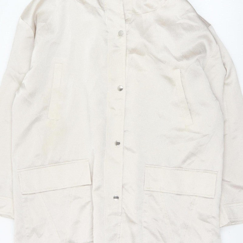 George Women’s Ivory UK 16 Hooded Parka Jacket Snap Front
