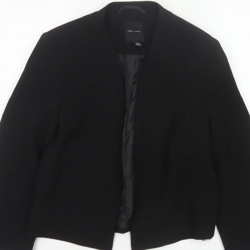 New Look Women’s Black UK 12 Open Front Lined Blazer Jacket