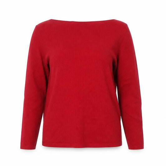 GAP Women's Red M Rib Knit Boat Neck Cotton Blend Jumper