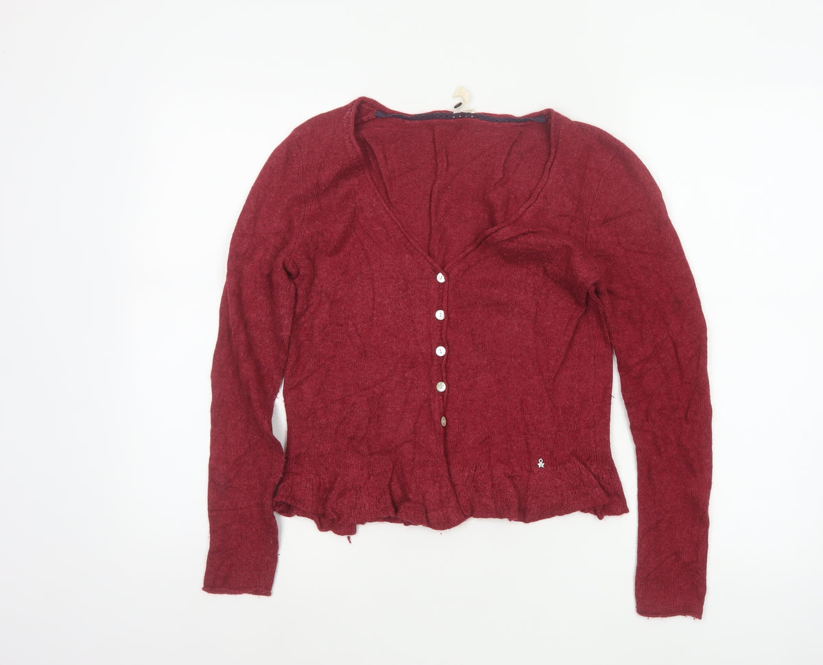White Stuff Women Red V-Neck Button Cardigan Size 12