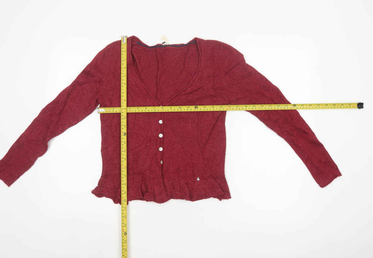 White Stuff Women Red V-Neck Button Cardigan Size 12