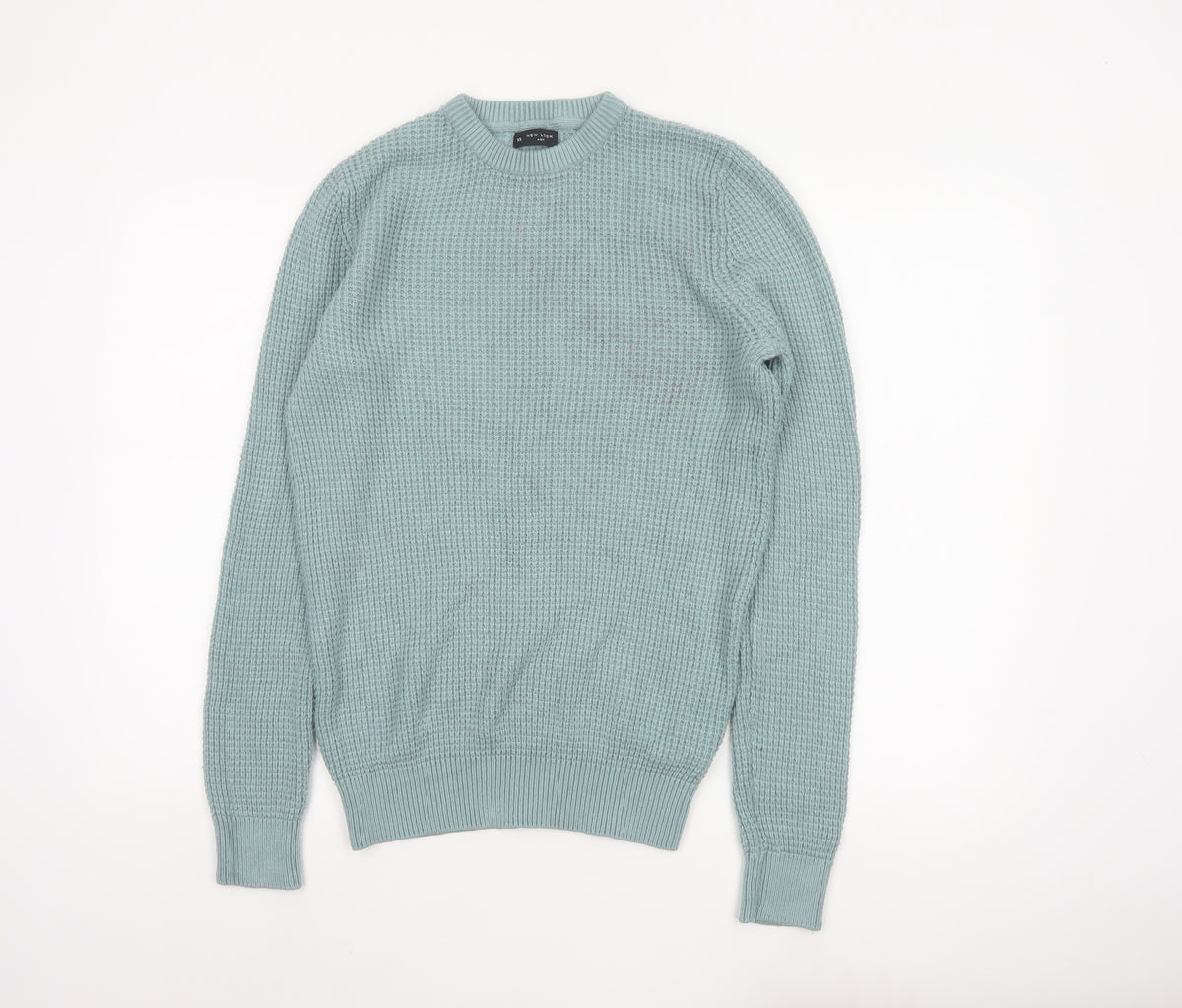New Look Men Green XS Chunky Knit Crew Neck Pullover Jumper