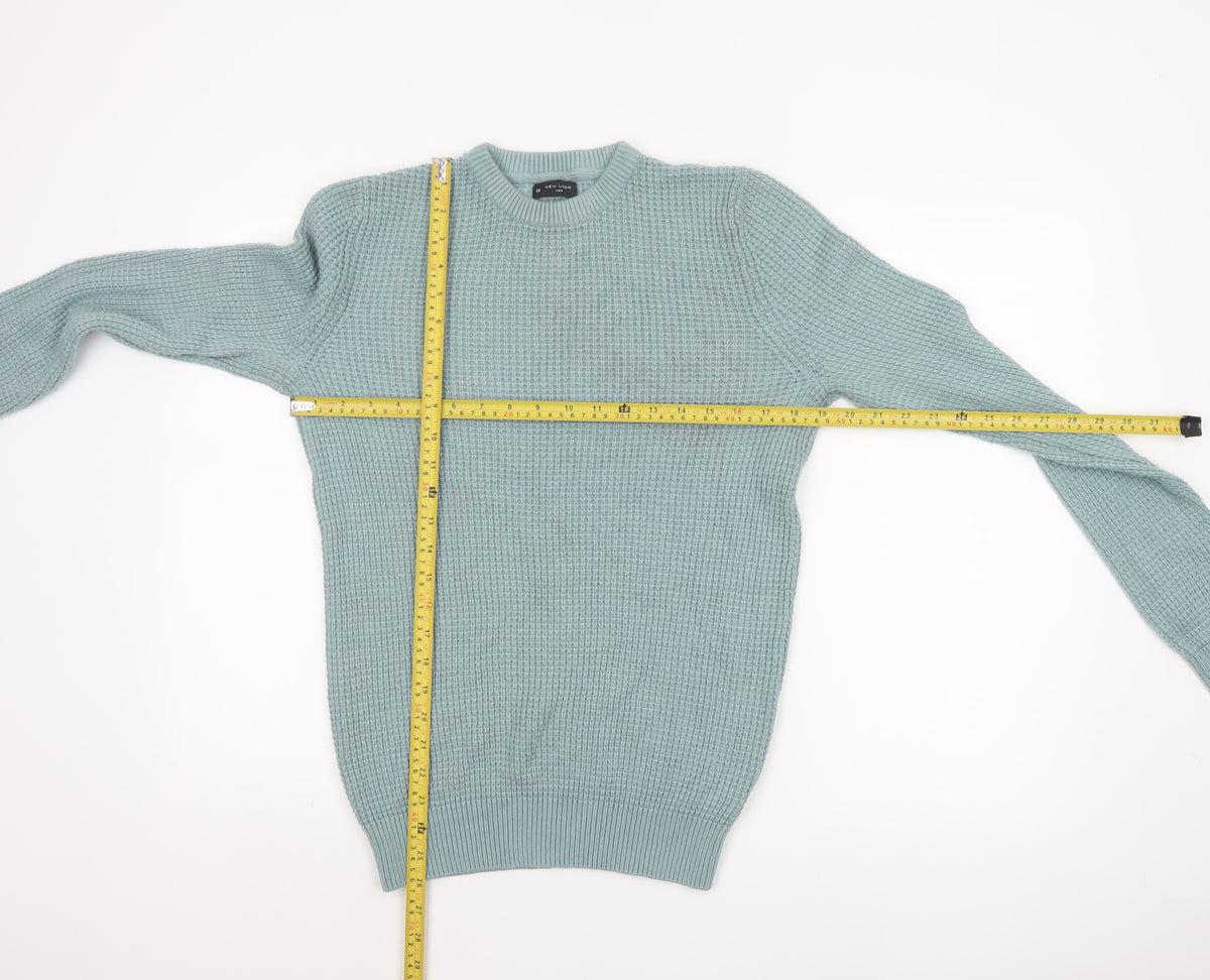 New Look Men Green XS Chunky Knit Crew Neck Pullover Jumper