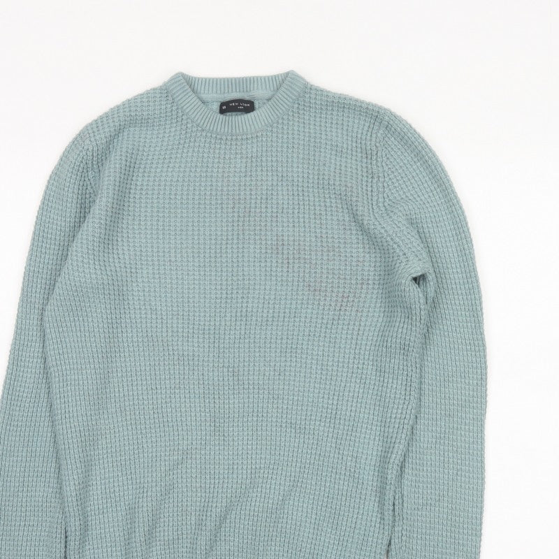 New Look Men Green XS Chunky Knit Crew Neck Pullover Jumper
