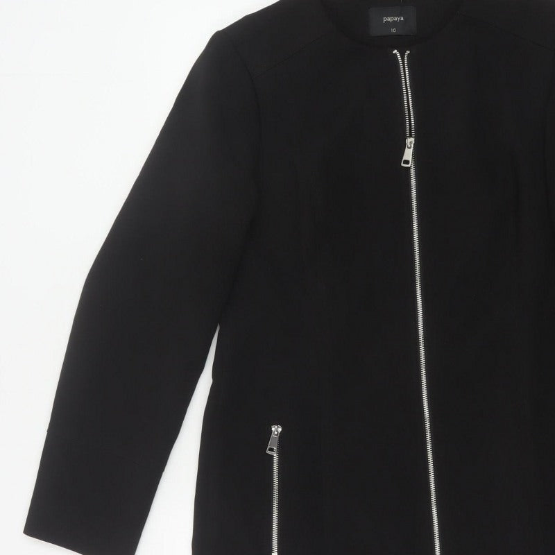 Papaya Women’s Black Size 10 Basic Zip Mid-Length Coat