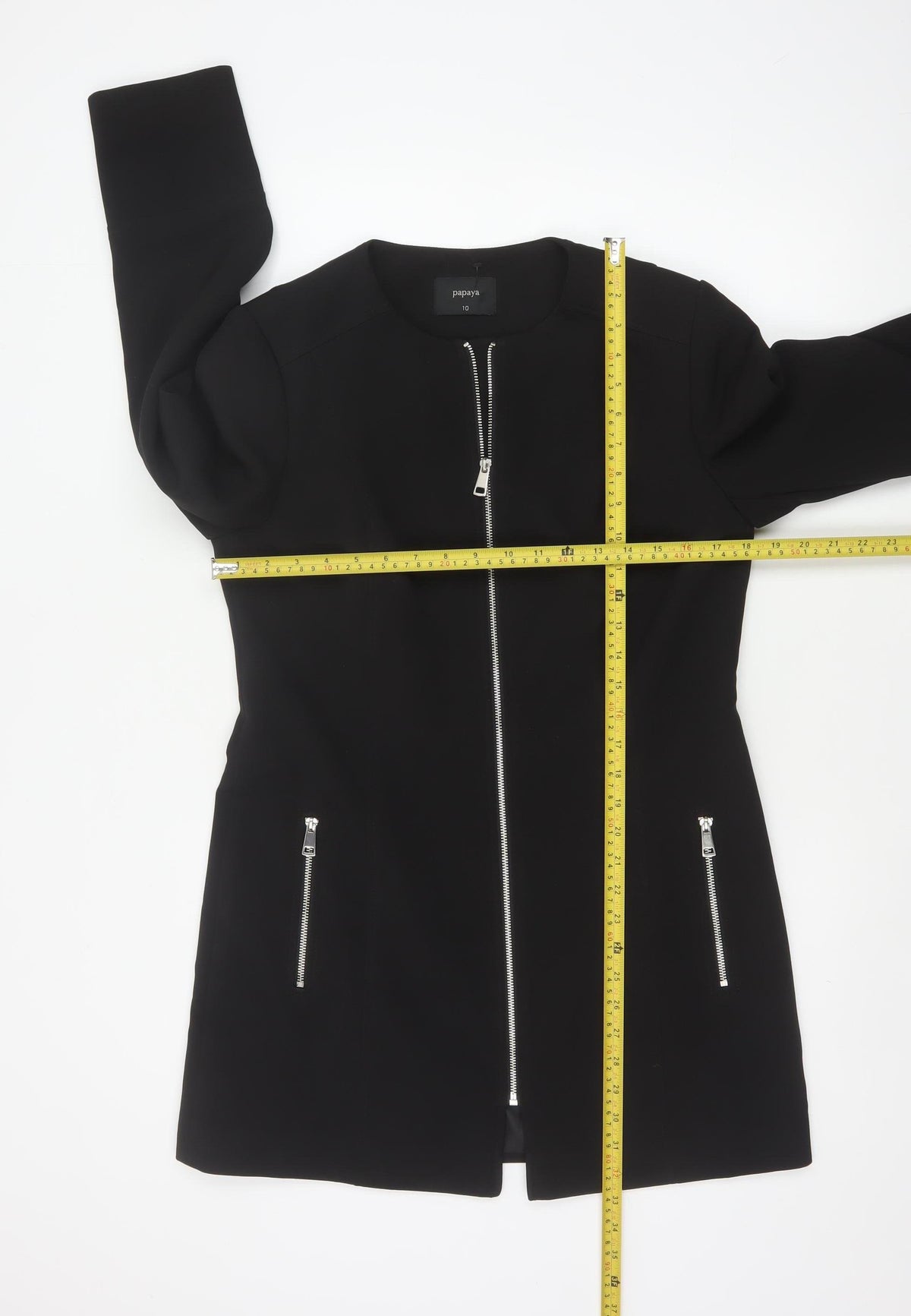 Papaya Women’s Black Size 10 Basic Zip Mid-Length Coat