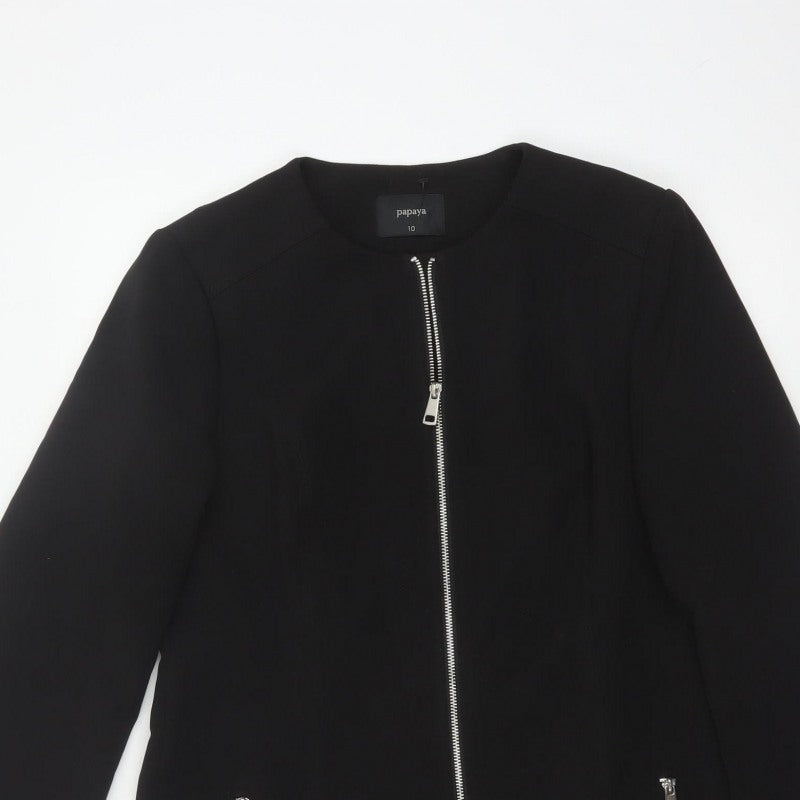 Papaya Women’s Black Size 10 Basic Zip Mid-Length Coat