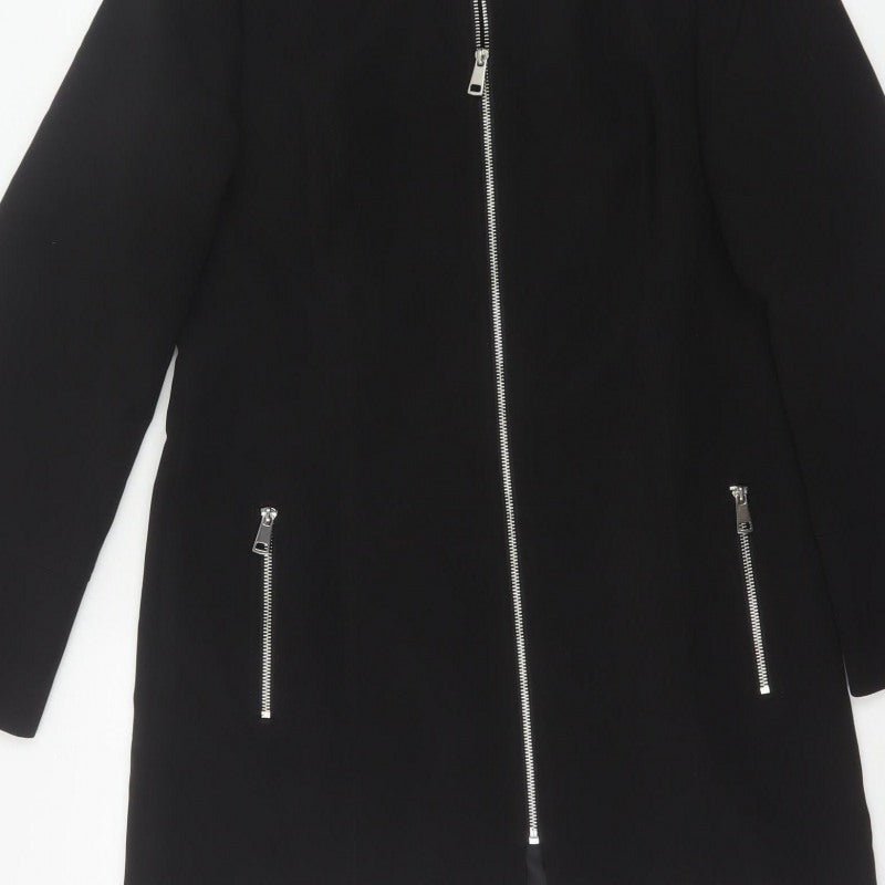 Papaya Women’s Black Size 10 Basic Zip Mid-Length Coat