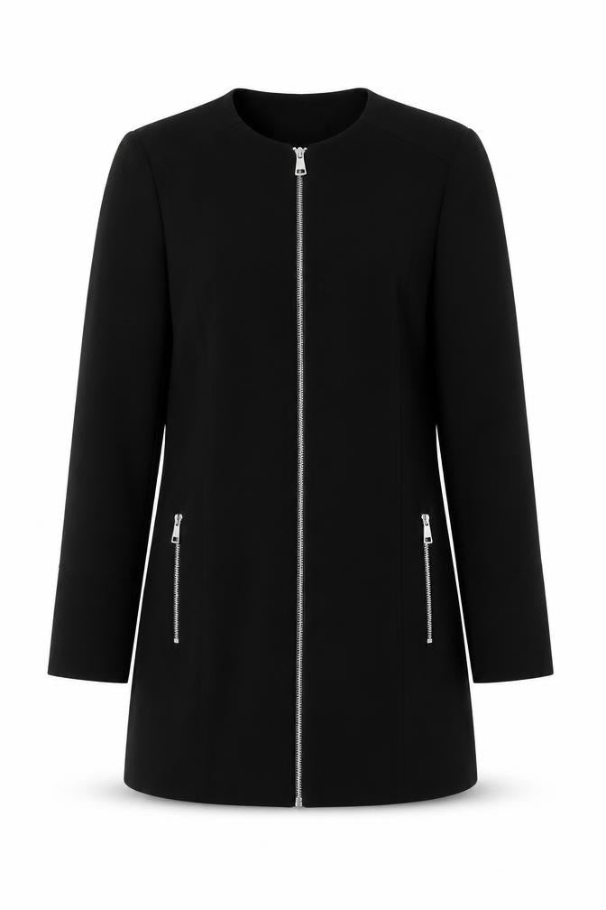 Papaya Women’s Black Size 10 Basic Zip Mid-Length Coat