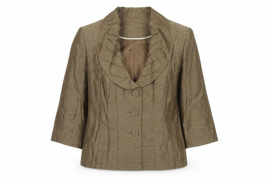 Minuet Women’s Brown UK 16 Single-Breasted 3/4 Sleeve Blazer