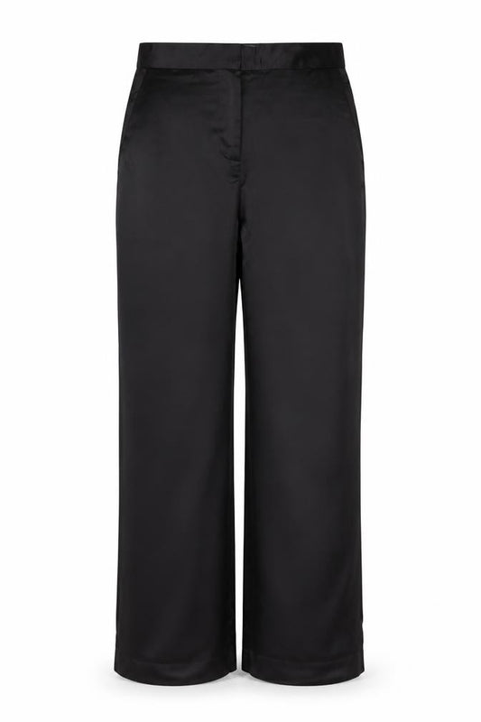 Zara Women Black High Rise Wide Leg Trousers Size S New