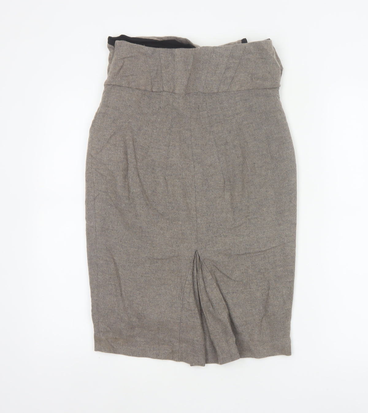 Zara Basic Women Grey Pencil Knee Length Skirt M Tie Bow Slit