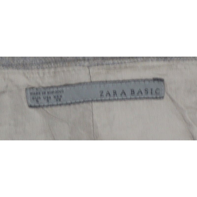 Zara Basic Women Grey Pencil Knee Length Skirt M Tie Bow Slit