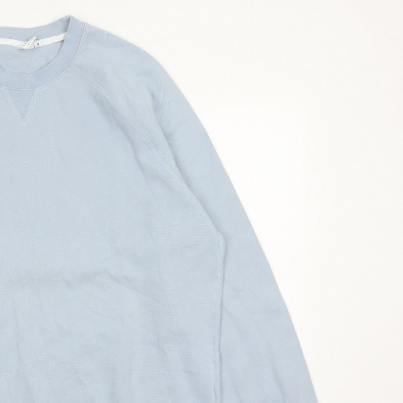 John Lewis Men Blue XL Crew Neck Pullover Cotton Sweatshirt