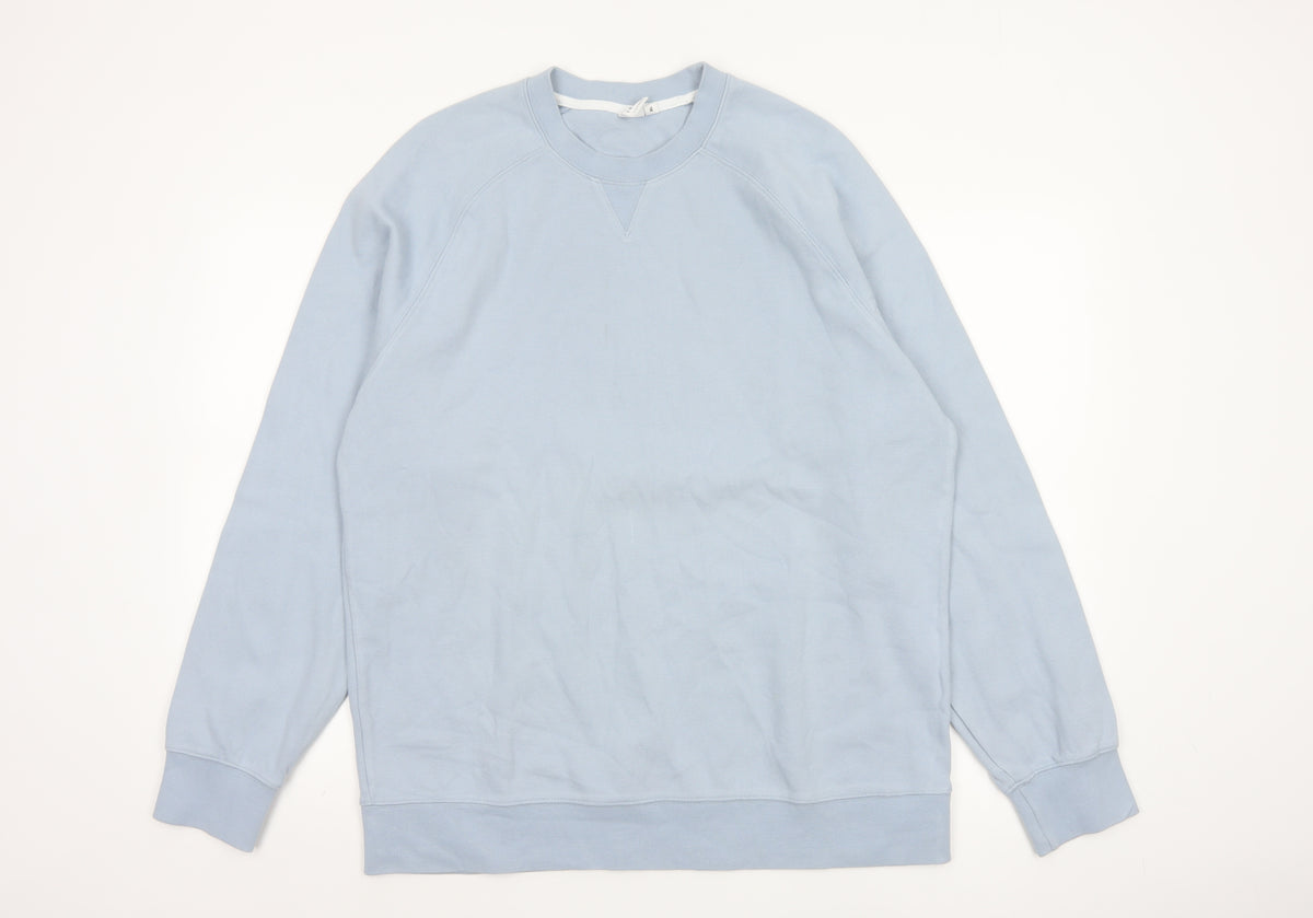 John Lewis Men Blue XL Crew Neck Pullover Cotton Sweatshirt