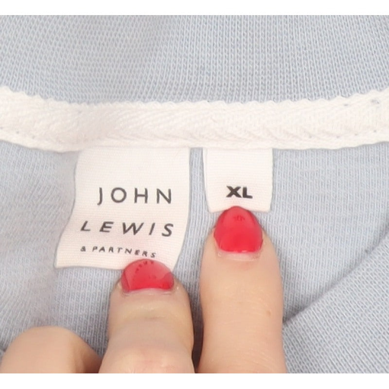 John Lewis Men Blue XL Crew Neck Pullover Cotton Sweatshirt