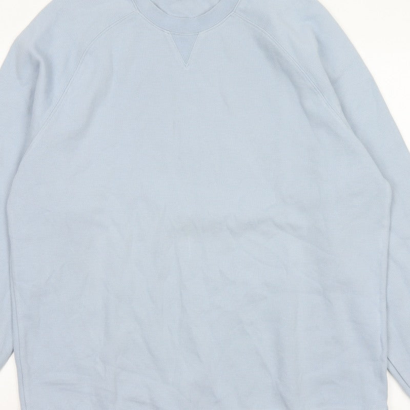 John Lewis Men Blue XL Crew Neck Pullover Cotton Sweatshirt