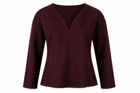 H&M Women Brown S Ruffle V-Neck Long Sleeve Stretch Blouse